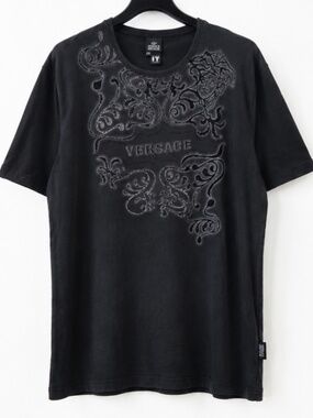 Versace Jeans Couture T-Shirt Men XXL Black Medusa Baroque Graphic Made in Italy